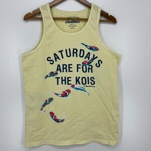 Chubbies Tank Top Men's S Yellow Saturdays Are For The Kois Koi Fish